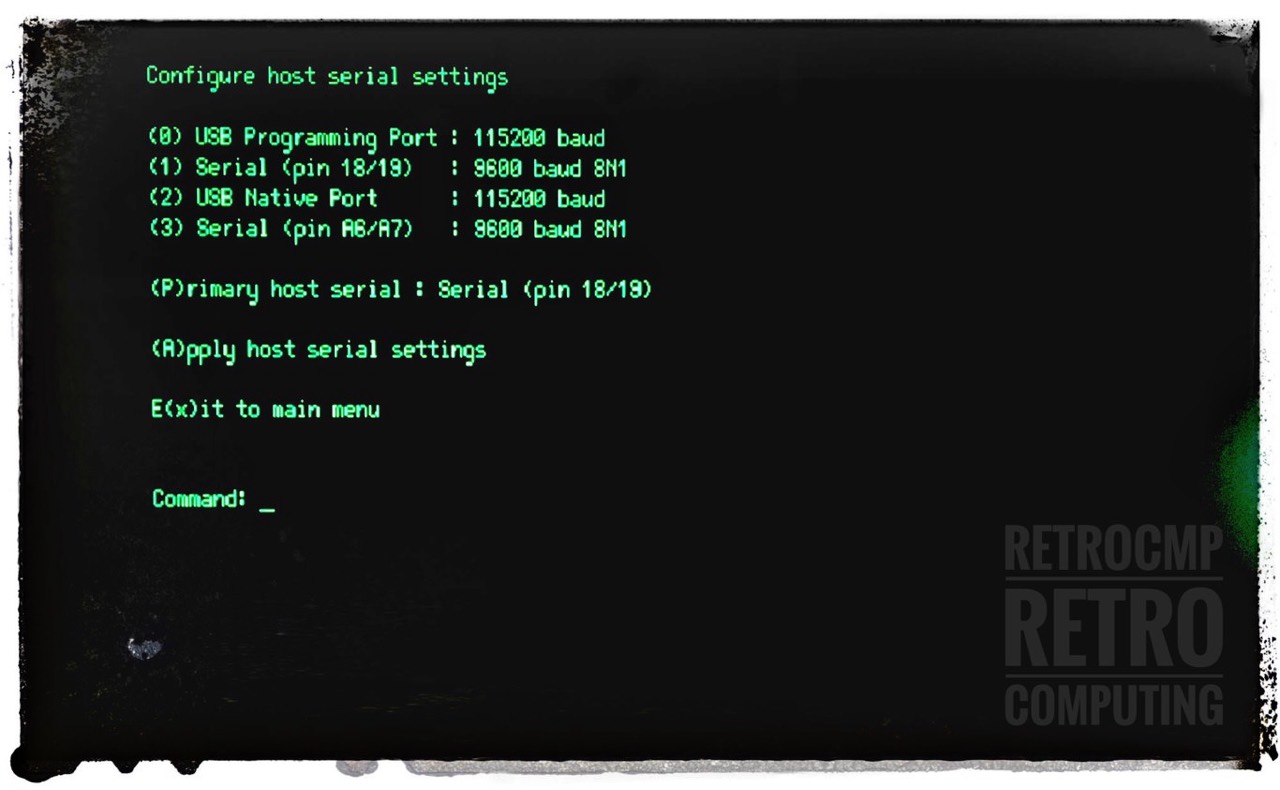 Altair-Duino Pro 8800 - Configuration Menu
