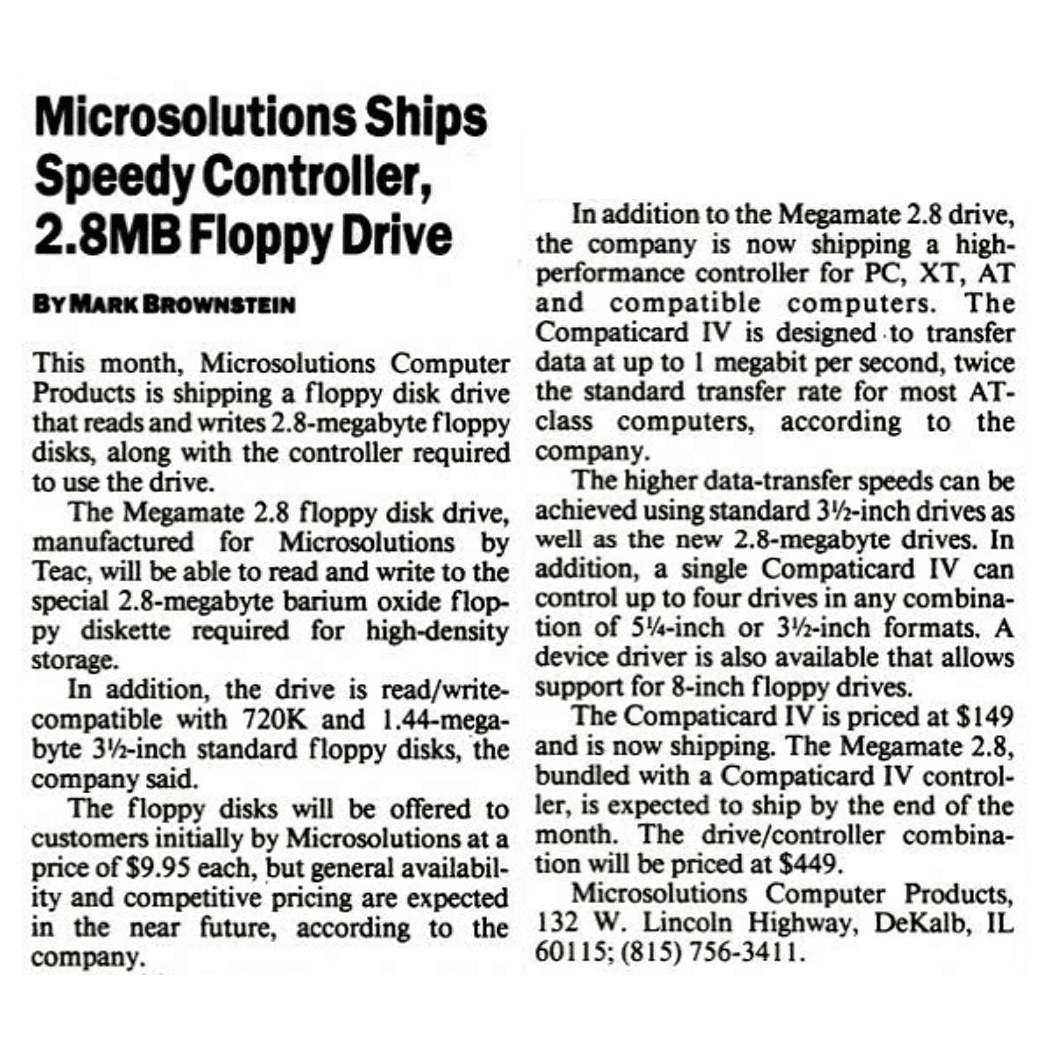 Advertising - MicroSolutions Megamate 2.8