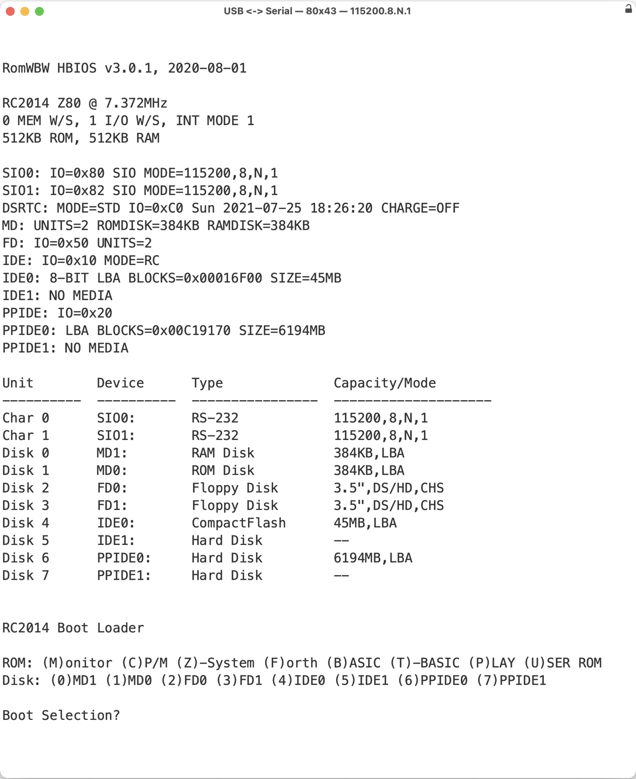RC2014 booting