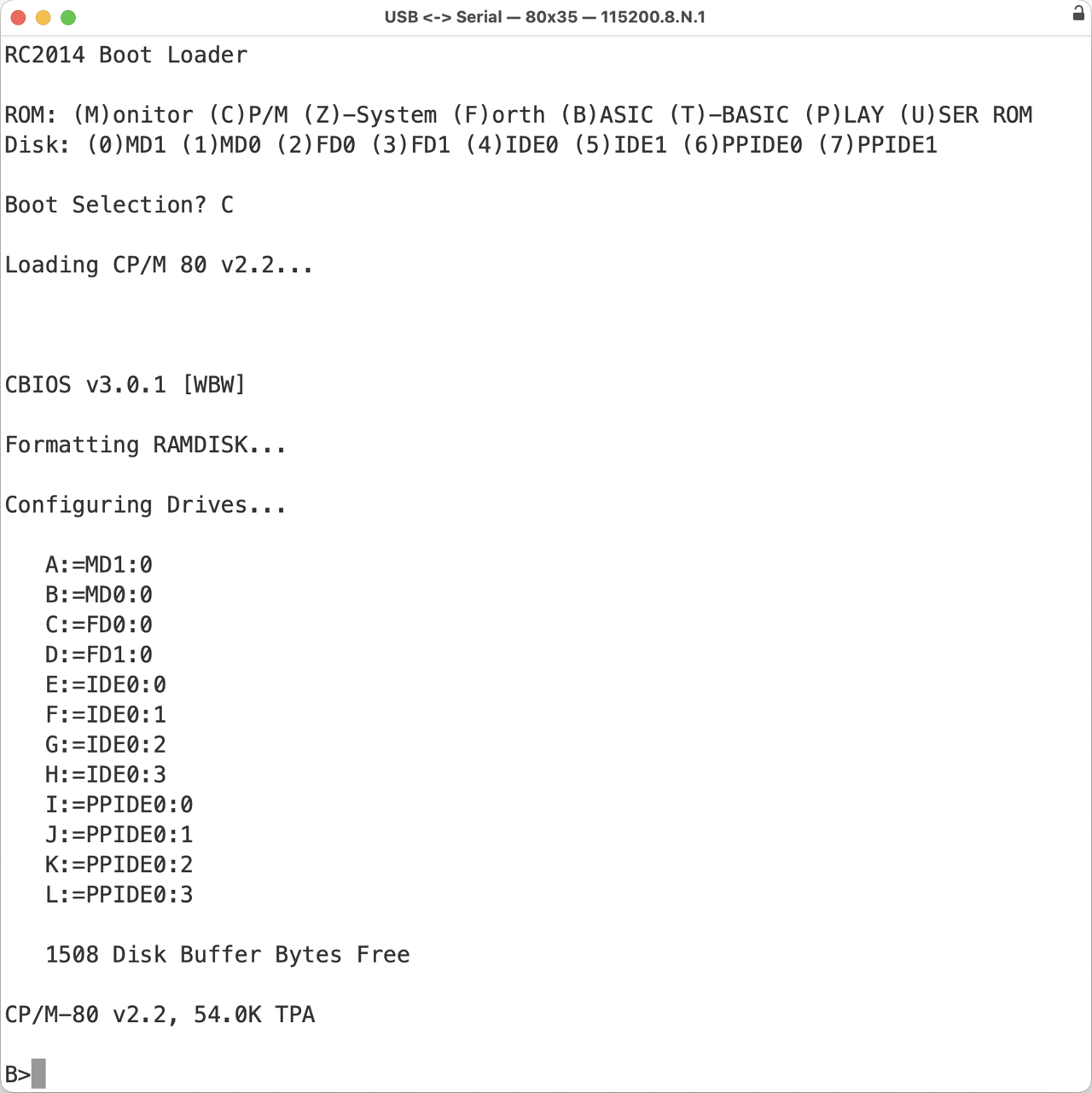 RC2014 booting