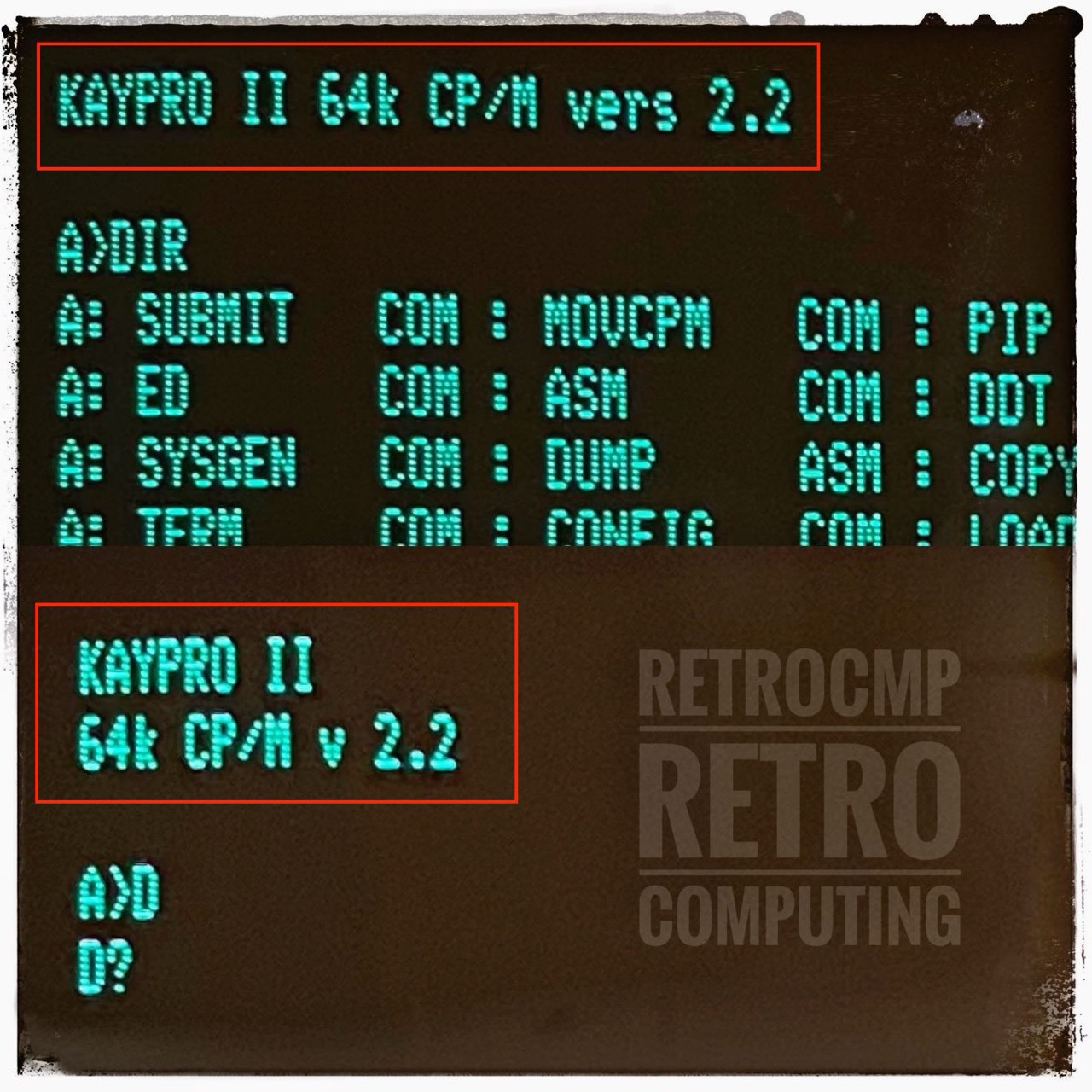 Kaypro II CP/M sign-on