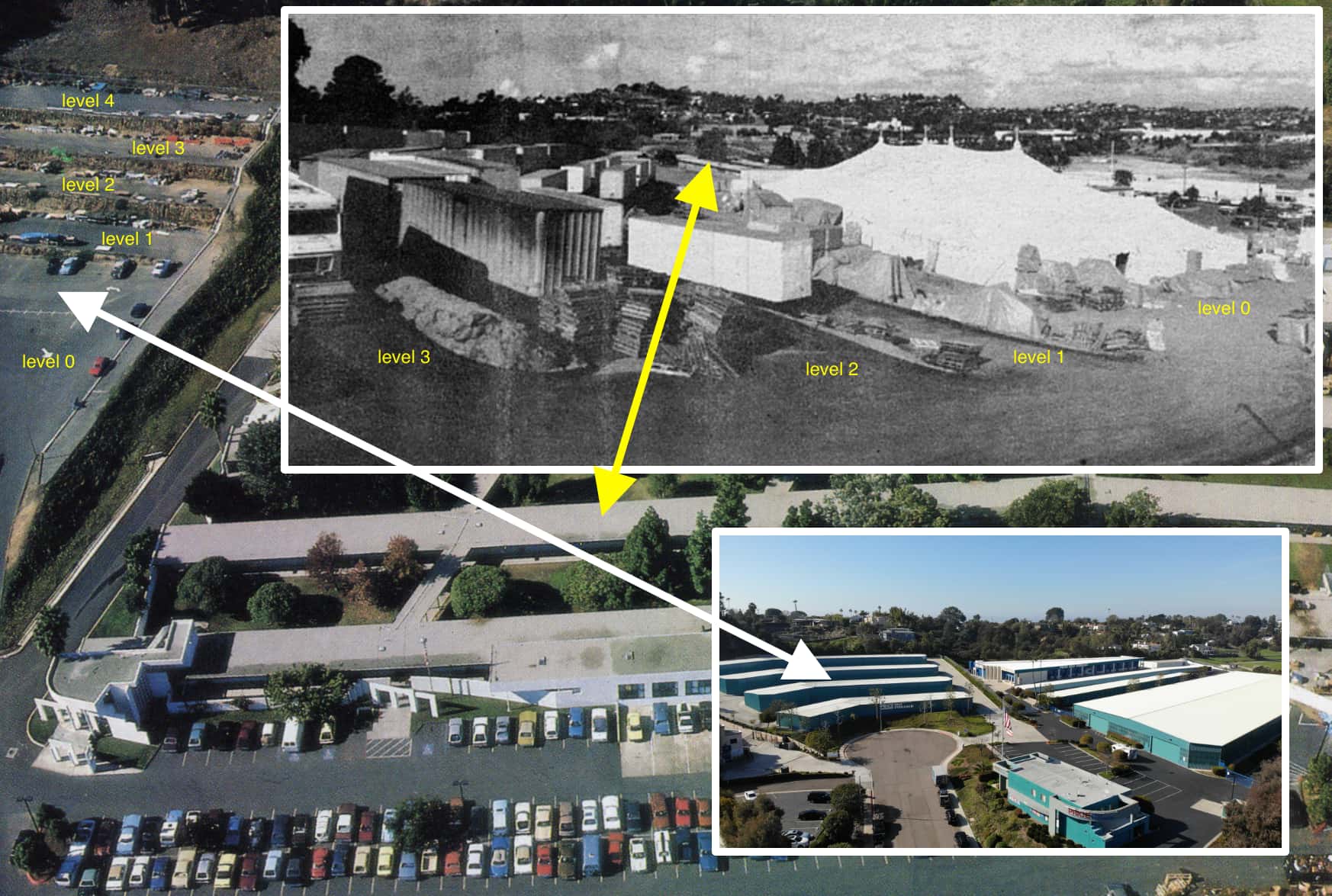Location of the tent and the containers, 1984