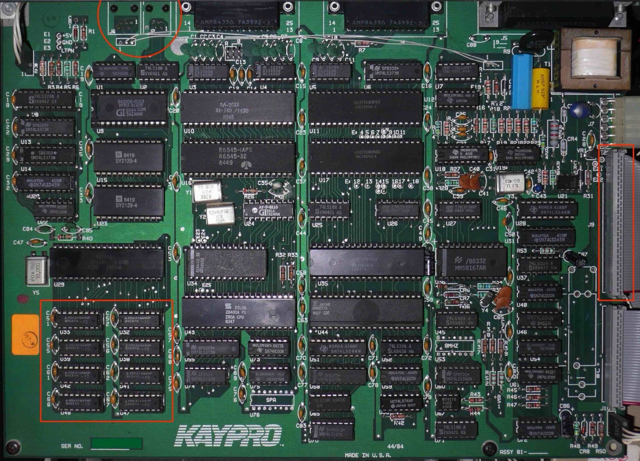 Kaypro 10/84 mainboard, 81-478a, modem