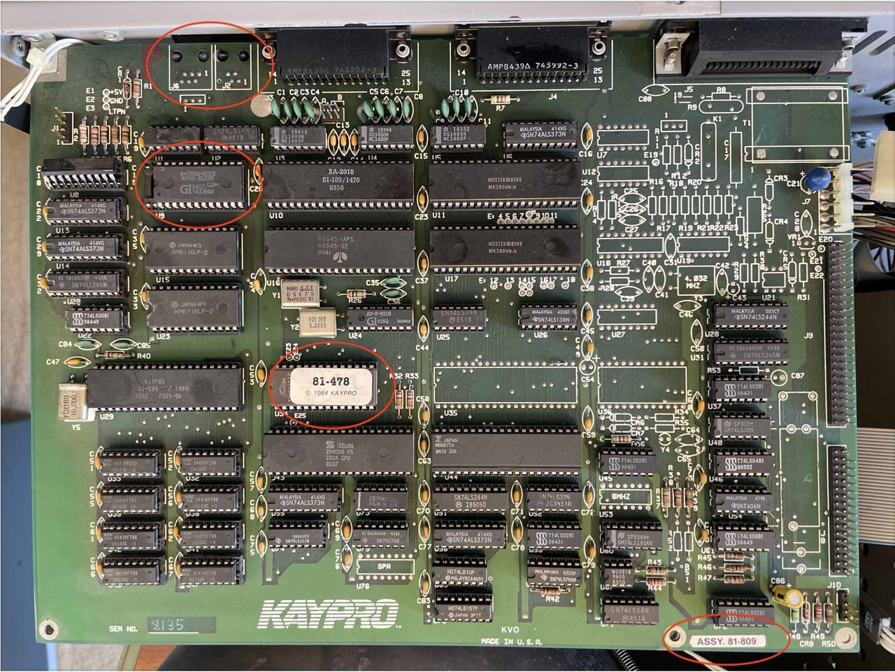 Kaypro 1, MB 81-809, ROM 81-478-A