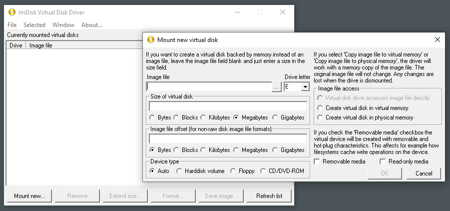 Mounting an Image with ImDisk